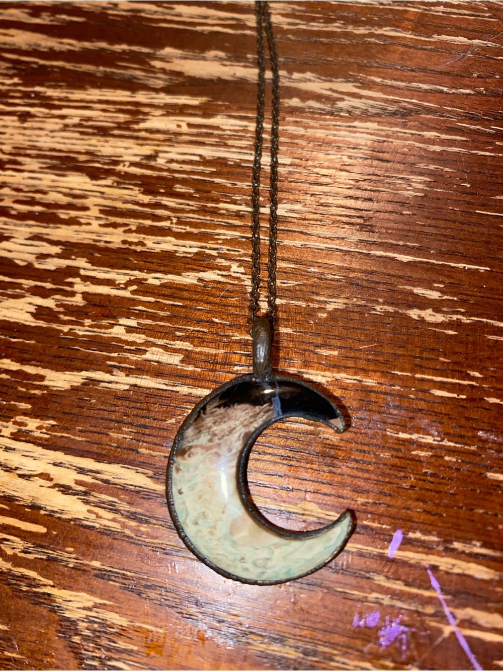 (Fossilized) Crescent Moon Necklace
